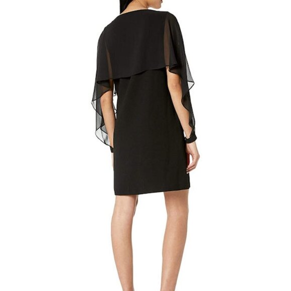 Nanette Nanette Lepore Long Sleeve Shift Dress W/Chiffon Popover Black 2 NWT - Picture 2 of 2